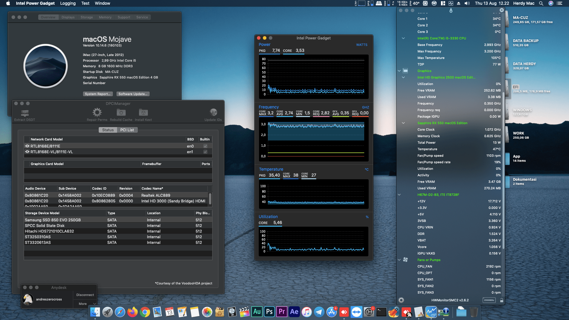 Success Hackintosh macOS Mojave 10.14.6 Build 18G103 in Gigabyte GA-H67M-D2-B3 + Intel Core i5-3330 + Sapphire RX 550